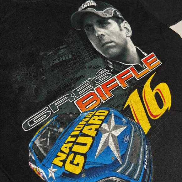 Vintage Greg Biffle #16 NASCAR T-Shirt Men’s M Black Hanes Beefy-T Racing Tee - Picture 7 of 7